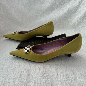 New Bruno Magli aloe green suede kitten heels Made in Italy Size 7 (37.5) $80.00